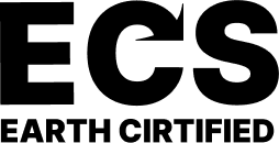 ECS Earth Certified logo — independent sustainability certification mark in bold black text on a transparent background.